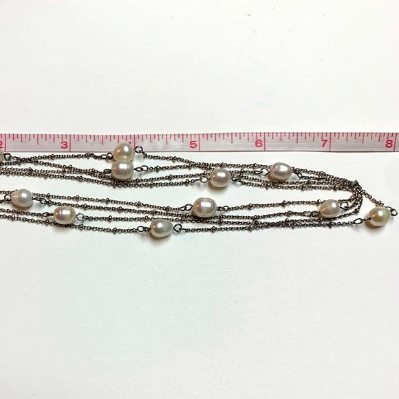 925 STER. & FRESHWATER PEARL 62" NECKLACE 💝 - Picture 7 of 8